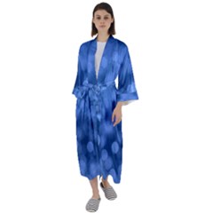 Light Reflections Abstract No5 Blue Maxi Satin Kimono by DimitriosArt