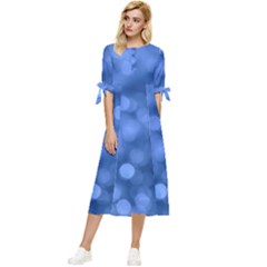 Light Reflections Abstract No5 Blue Bow Sleeve Chiffon Midi Dress by DimitriosArt