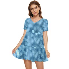 Light Reflections Abstract No8 Cool Tiered Short Sleeve Mini Dress