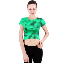 Light Reflections Abstract No10 Green Crew Neck Crop Top by DimitriosArt