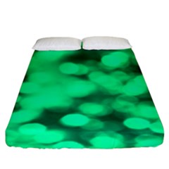 Light Reflections Abstract No10 Green Fitted Sheet (king Size) by DimitriosArt