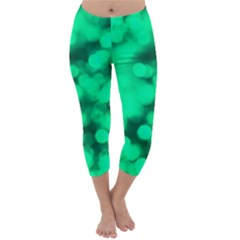 Light Reflections Abstract No10 Green Capri Winter Leggings  by DimitriosArt