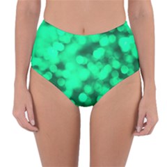 Light Reflections Abstract No10 Green Reversible High-waist Bikini Bottoms by DimitriosArt