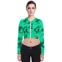 Light Reflections Abstract No10 Green Long Sleeve Zip Up Bomber Jacket by DimitriosArt