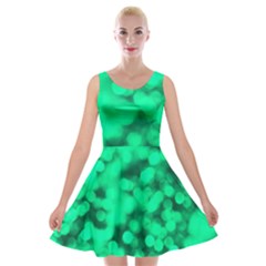 Light Reflections Abstract No10 Green Velvet Skater Dress by DimitriosArt