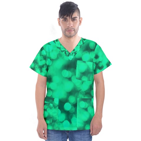 Light Reflections Abstract No10 Green Men s V-neck Scrub Top by DimitriosArt