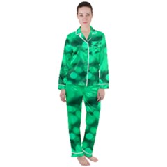 Light Reflections Abstract No10 Green Satin Long Sleeve Pajamas Set by DimitriosArt