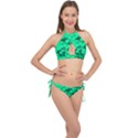 Light Reflections Abstract No10 Green Cross Front Halter Bikini Set View1