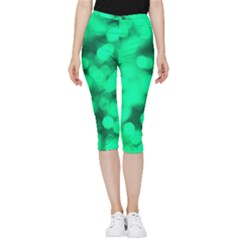 Light Reflections Abstract No10 Green Inside Out Lightweight Velour Capri Leggings  by DimitriosArt