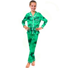 Light Reflections Abstract No10 Green Kid s Satin Long Sleeve Pajamas Set by DimitriosArt