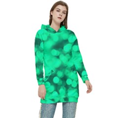 Light Reflections Abstract No10 Green Women s Long Oversized Pullover Hoodie by DimitriosArt