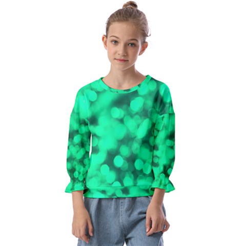 Light Reflections Abstract No10 Green Kids  Cuff Sleeve Top by DimitriosArt