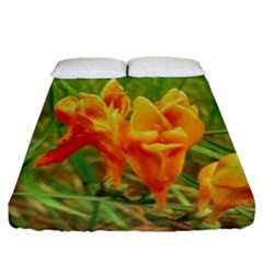 Orange On The Green Fitted Sheet (california King Size) by DimitriosArt