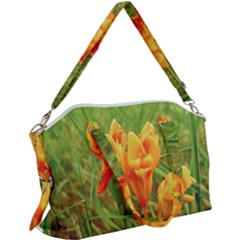 Orange On The Green Canvas Crossbody Bag by DimitriosArt