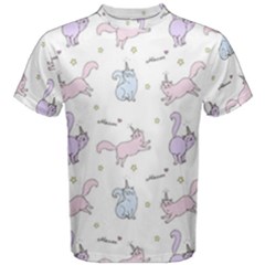 Unicorn Cats Pattern 2 Men s Cotton Tee by Littlebird