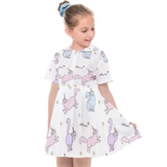 Unicorn Cats Pattern 2 Kids  Sailor Dress by Littlebird