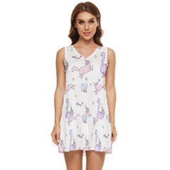 Unicorn Cats Pattern 2 Tiered Sleeveless Mini Dress by Littlebird