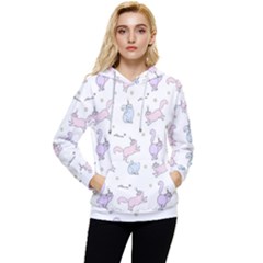 Unicorn Cats Pattern 2 Women s Lightweight Drawstring Hoodie by Littlebird