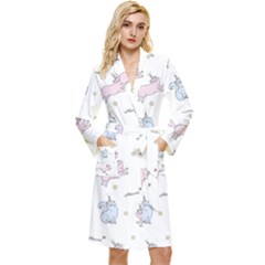 Unicorn Cats Pattern 2 Long Sleeve Velour Robe