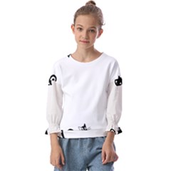 Cats Pattern Example Kids  Cuff Sleeve Top