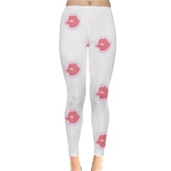 Lips Bubblegum Pattern Leggings  by Littlebird