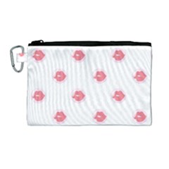 Lips Bubblegum Pattern Canvas Cosmetic Bag (large) by Littlebird