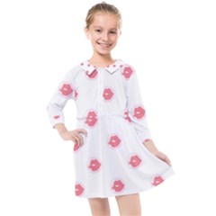 Lips Bubblegum Pattern Kids  Quarter Sleeve Shirt Dress by Littlebird