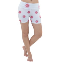 Lips Bubblegum Pattern Lightweight Velour Yoga Shorts by Littlebird