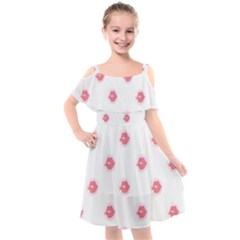 Lips Bubblegum Pattern Kids  Cut Out Shoulders Chiffon Dress by Littlebird