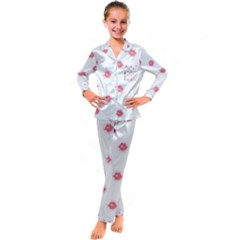 Lips Bubblegum Pattern Kid s Satin Long Sleeve Pajamas Set by Littlebird