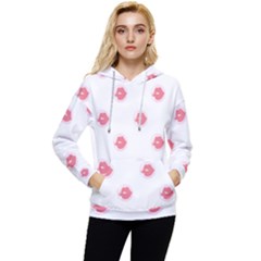 Lips Bubblegum Pattern Women s Lightweight Drawstring Hoodie by Littlebird