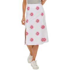 Lips Bubblegum Pattern Midi Panel Skirt