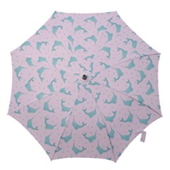 Narwales Stars  Pattern Pink Hook Handle Umbrellas (small)