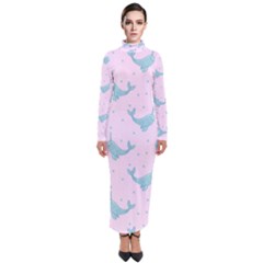 Narwales Stars  Pattern Pink Turtleneck Maxi Dress