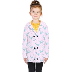 Narwales Stars  Pattern Pink Kids  Double Breasted Button Coat by Littlebird