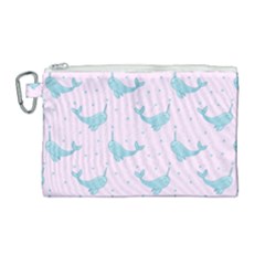 Narwales Stars  Pattern Pink Canvas Cosmetic Bag (large) by Littlebird