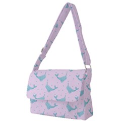 Narwales Stars  Pattern Pink Full Print Messenger Bag (l) by Littlebird