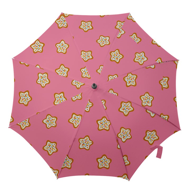 Cookies Pattern Pink Hook Handle Umbrellas (Small)