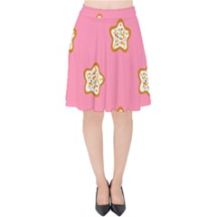 Cookies Pattern Pink Velvet High Waist Skirt by Littlebird