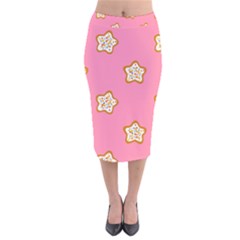 Cookies Pattern Pink Velvet Midi Pencil Skirt by Littlebird