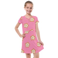 Cookies Pattern Pink Kids  Cross Web Dress