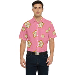 Cookies Pattern Pink Men s Short Sleeve Pocket Shirt  by Littlebird