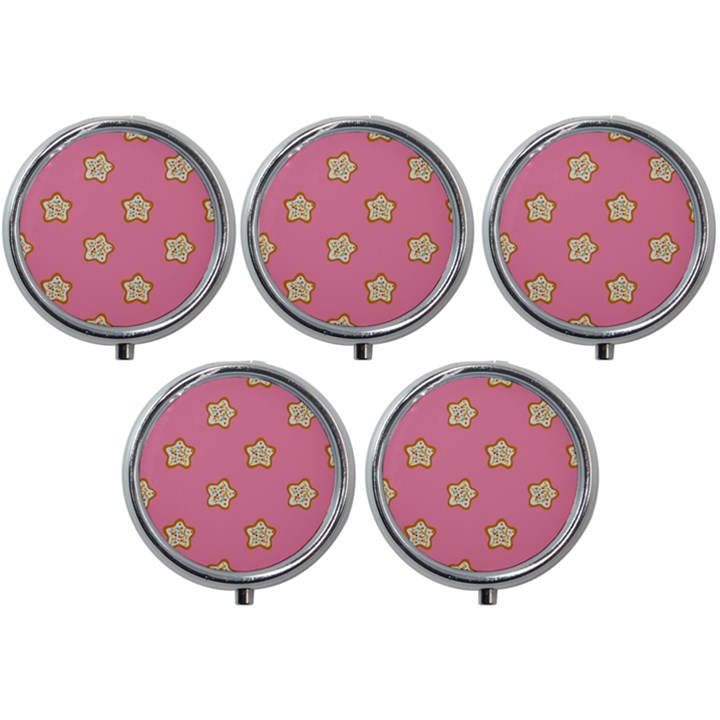 Cookies Pattern Pink Mini Round Pill Box (Pack of 5)