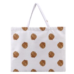 Pine Cones White Zipper Large Tote Bag