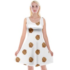 Pine Cones White Reversible Velvet Sleeveless Dress by Littlebird