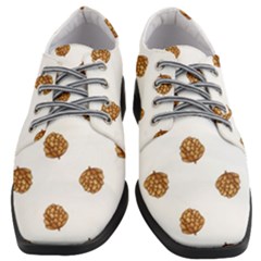 Pine Cones White Women Heeled Oxford Shoes by Littlebird