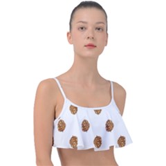 Pine Cones White Frill Bikini Top