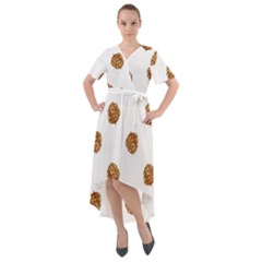 Pine Cones White Front Wrap High Low Dress by Littlebird