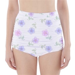 Flowers Pattern High-waisted Bikini Bottoms