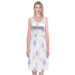 Flowers Pattern Midi Sleeveless Dress